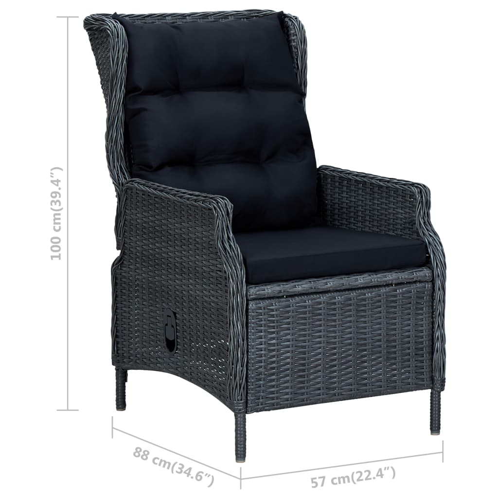 Set comedor jardín 7 pzas cojines ratán sintético gris oscuro