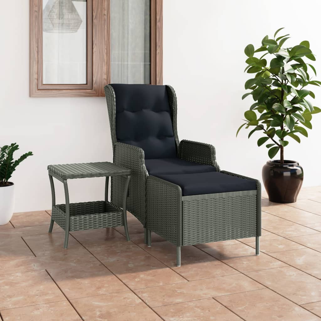 Conjunto de móveis de jardim 2 peças e almofadas rotim sintético castanho