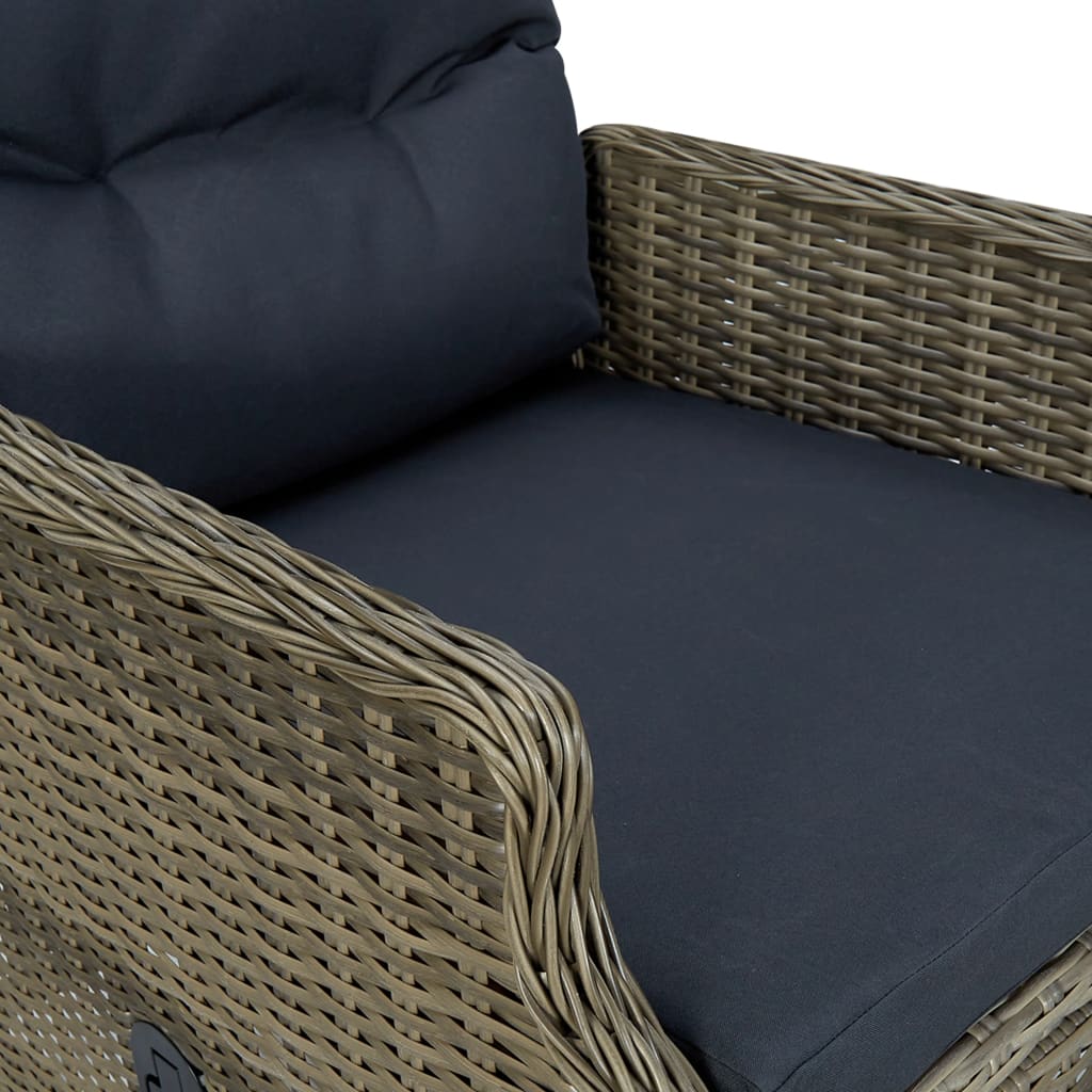 Set muebles de jardín 2 piezas y cojines ratán sintético marrón