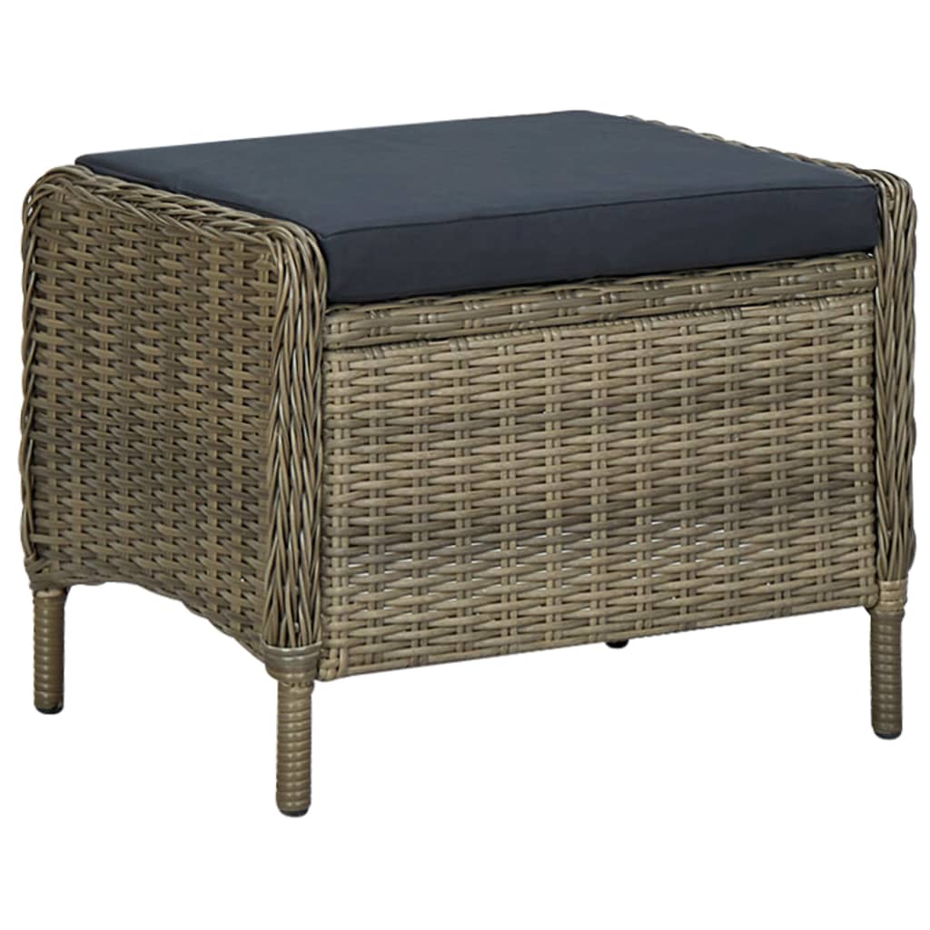 Set muebles de jardín 2 piezas y cojines ratán sintético marrón