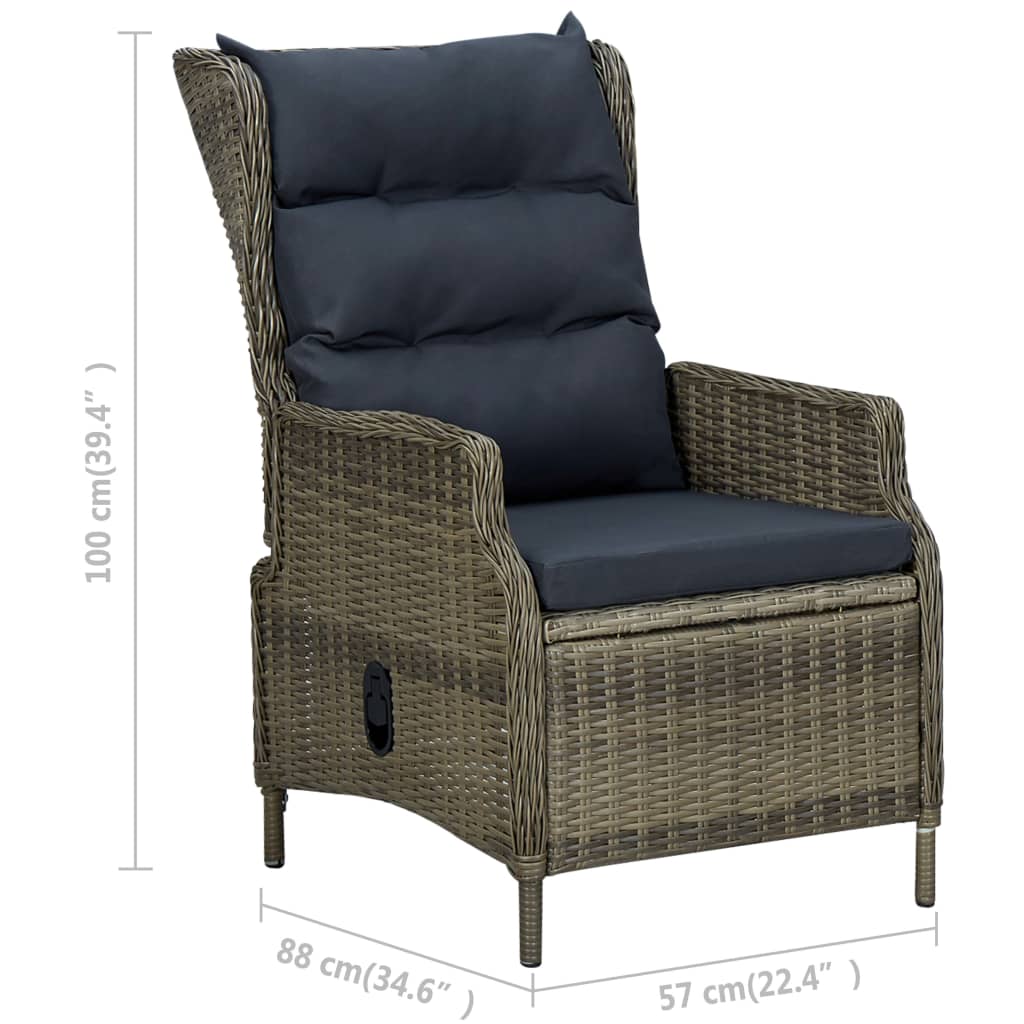 Set muebles de jardín 2 piezas y cojines ratán sintético marrón