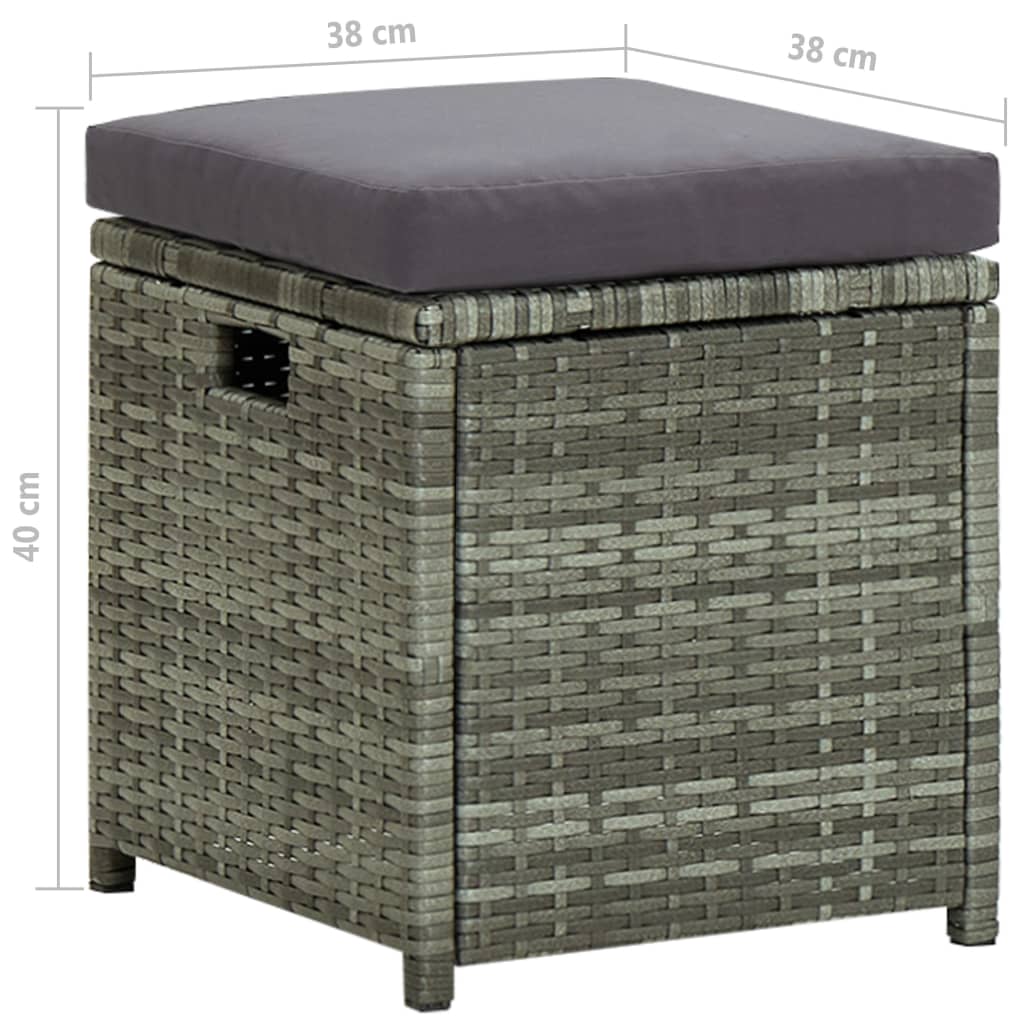 Set de muebles de jardín 6 pzas y cojines ratán sintético gris