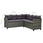 Set de muebles de jardín 6 pzas y cojines ratán sintético gris