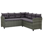 Set de muebles de jardín 6 pzas y cojines ratán sintético gris