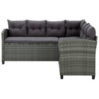 Set de muebles de jardín 6 pzas y cojines ratán sintético gris