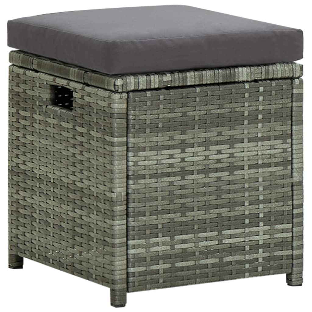 Set de muebles de jardín 6 pzas y cojines ratán sintético gris