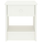 Mesita de noche madera maciza de mango blanco 35x30x40 cm