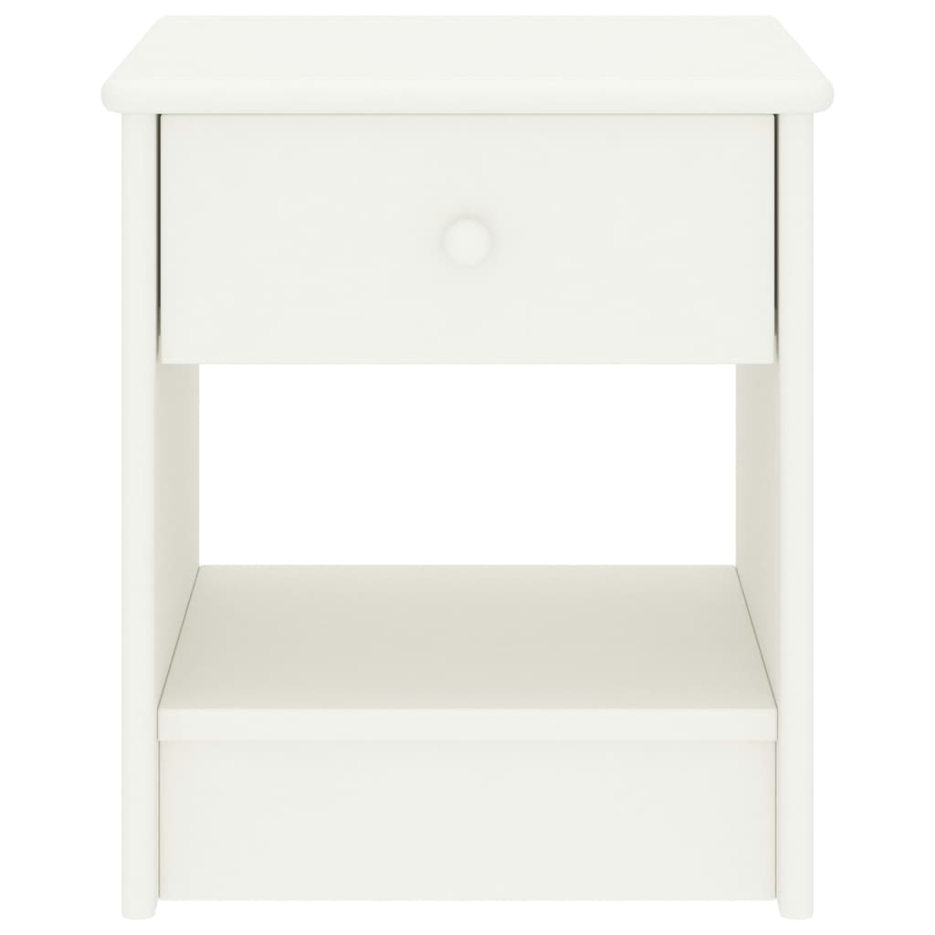 Mesita de noche madera maciza de mango blanco 35x30x40 cm