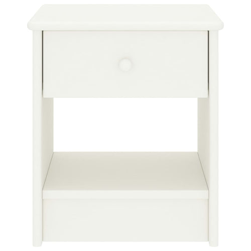 Mesita de noche madera maciza de mango blanco 35x30x40 cm