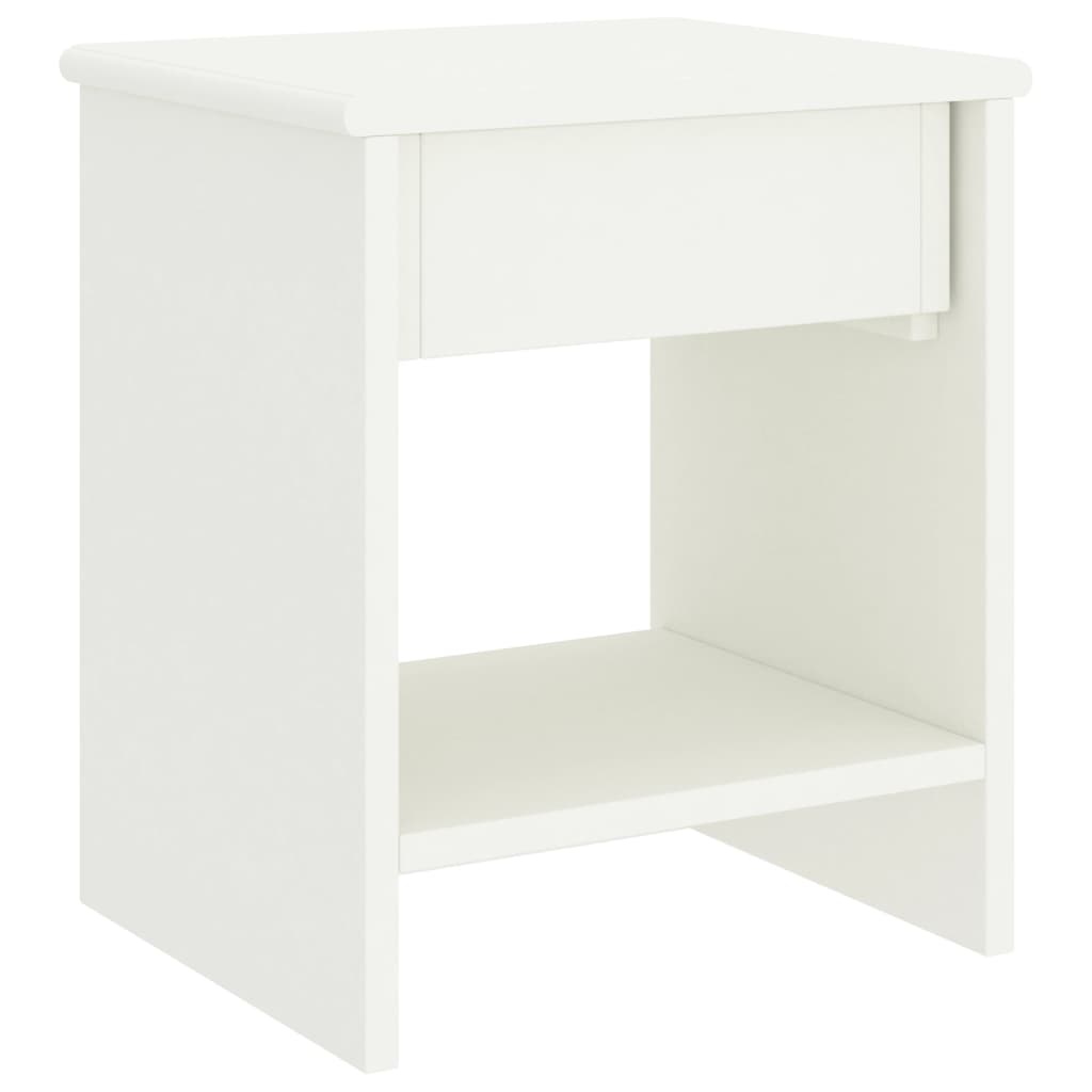 Mesita de noche madera maciza de mango blanco 35x30x40 cm