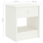 Mesita de noche madera maciza de mango blanco 35x30x40 cm
