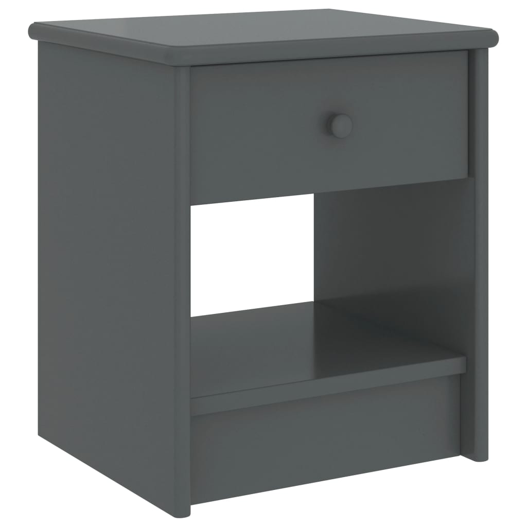 Mesita de noche madera maciza de mango blanco 35x30x40 cm