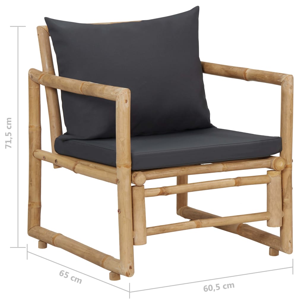Juego de muebles de jardín con cojines 4 piezas bambú