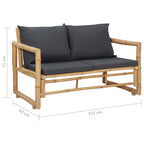 Juego de muebles de jardín con cojines 4 piezas bambú