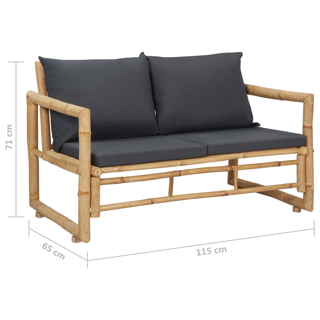 Juego de muebles de jardín con cojines 4 piezas bambú