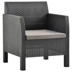 Silla de jardín con cojín antracita 63x65x76 cm ratán PP