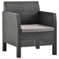 Silla de jardín con cojín antracita 63x65x76 cm ratán PP