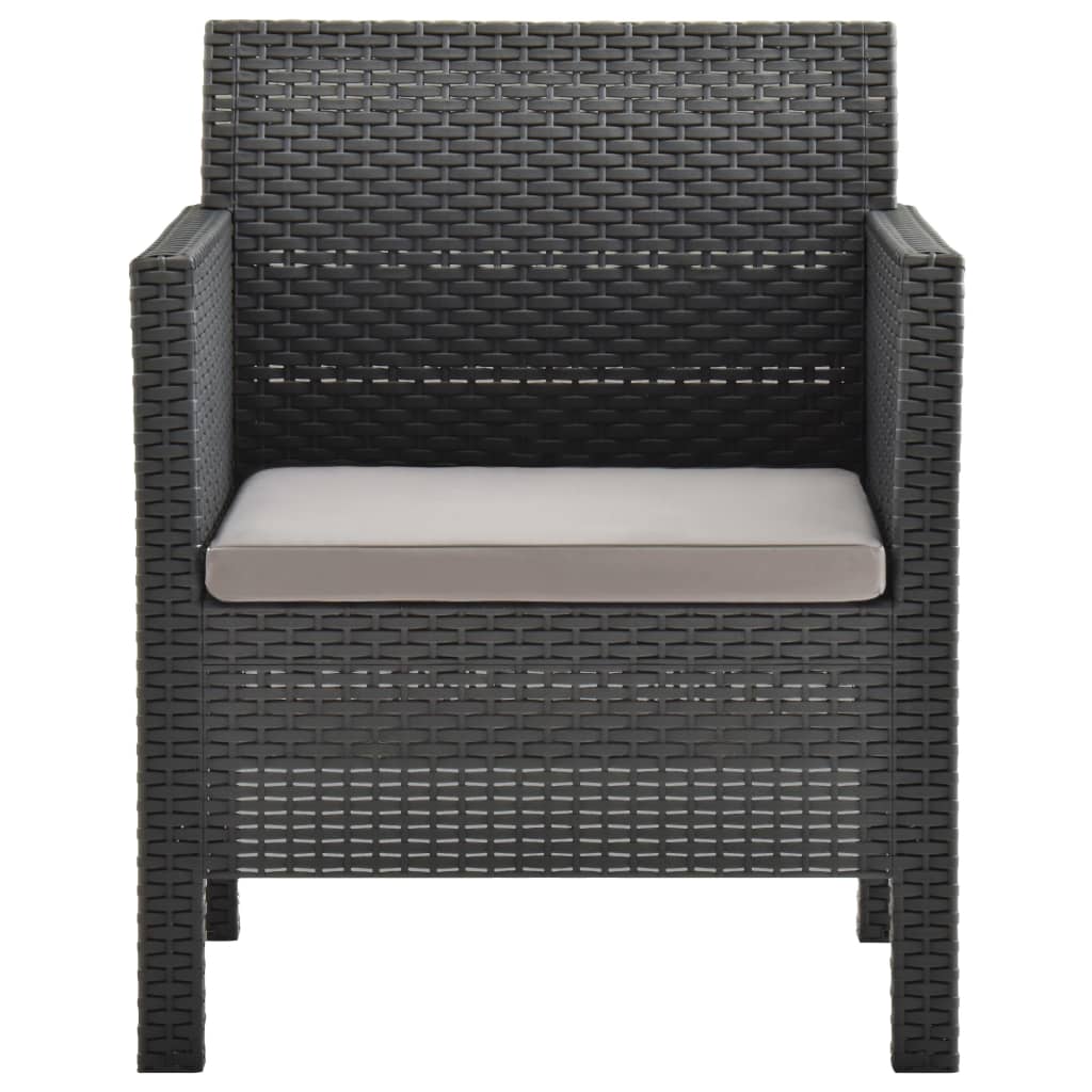 Silla de jardín con cojín antracita 63x65x76 cm ratán PP