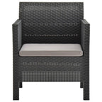 Silla de jardín con cojín antracita 63x65x76 cm ratán PP