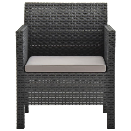 Cadeira de jardim com almofada antracite 63x65x76 cm vime PP