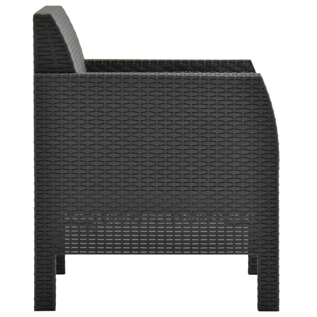 Silla de jardín con cojín antracita 63x65x76 cm ratán PP
