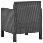 Silla de jardín con cojín antracita 63x65x76 cm ratán PP