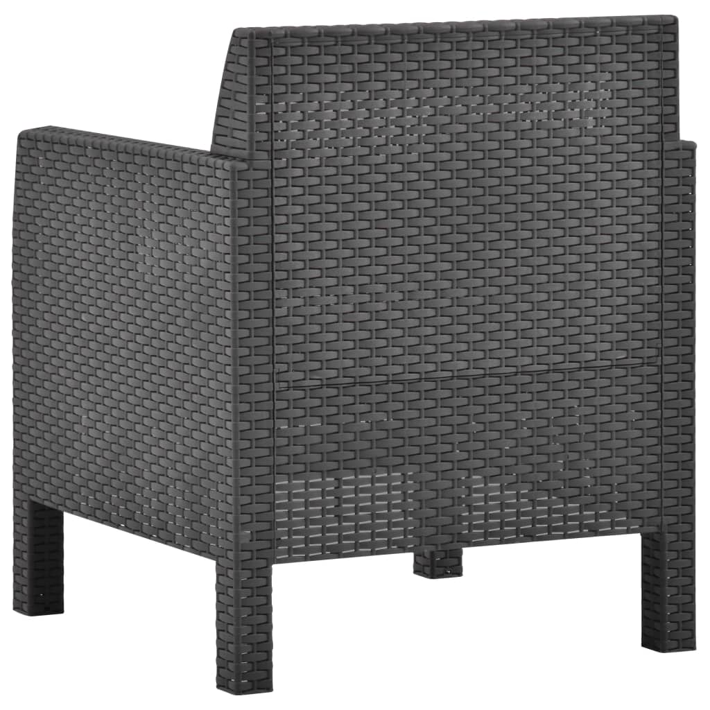 Silla de jardín con cojín antracita 63x65x76 cm ratán PP