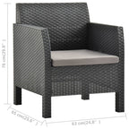 Silla de jardín con cojín antracita 63x65x76 cm ratán PP