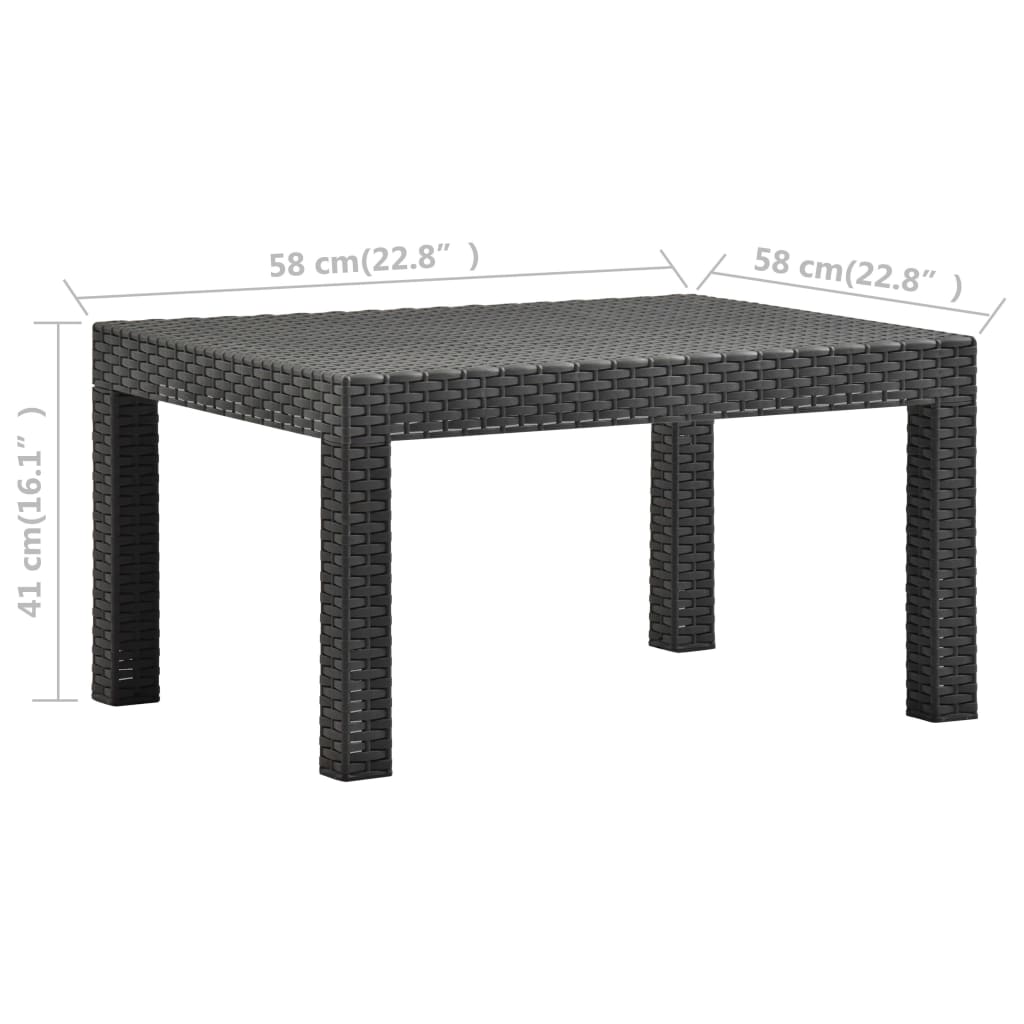 Mesa de jardín PP ratán gris antracita 58x58x41 cm