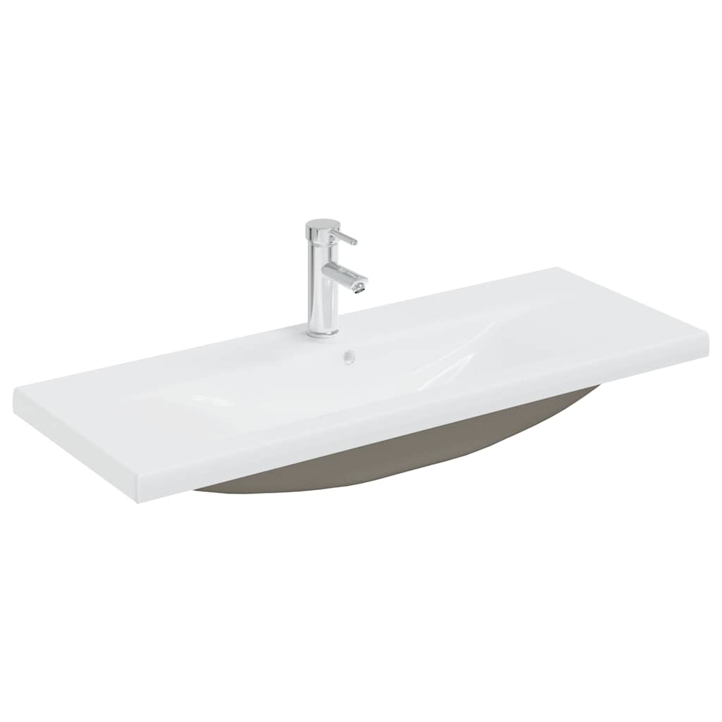 Lavabo empotrado con grifo cerámica blanco 101x39x18 cm