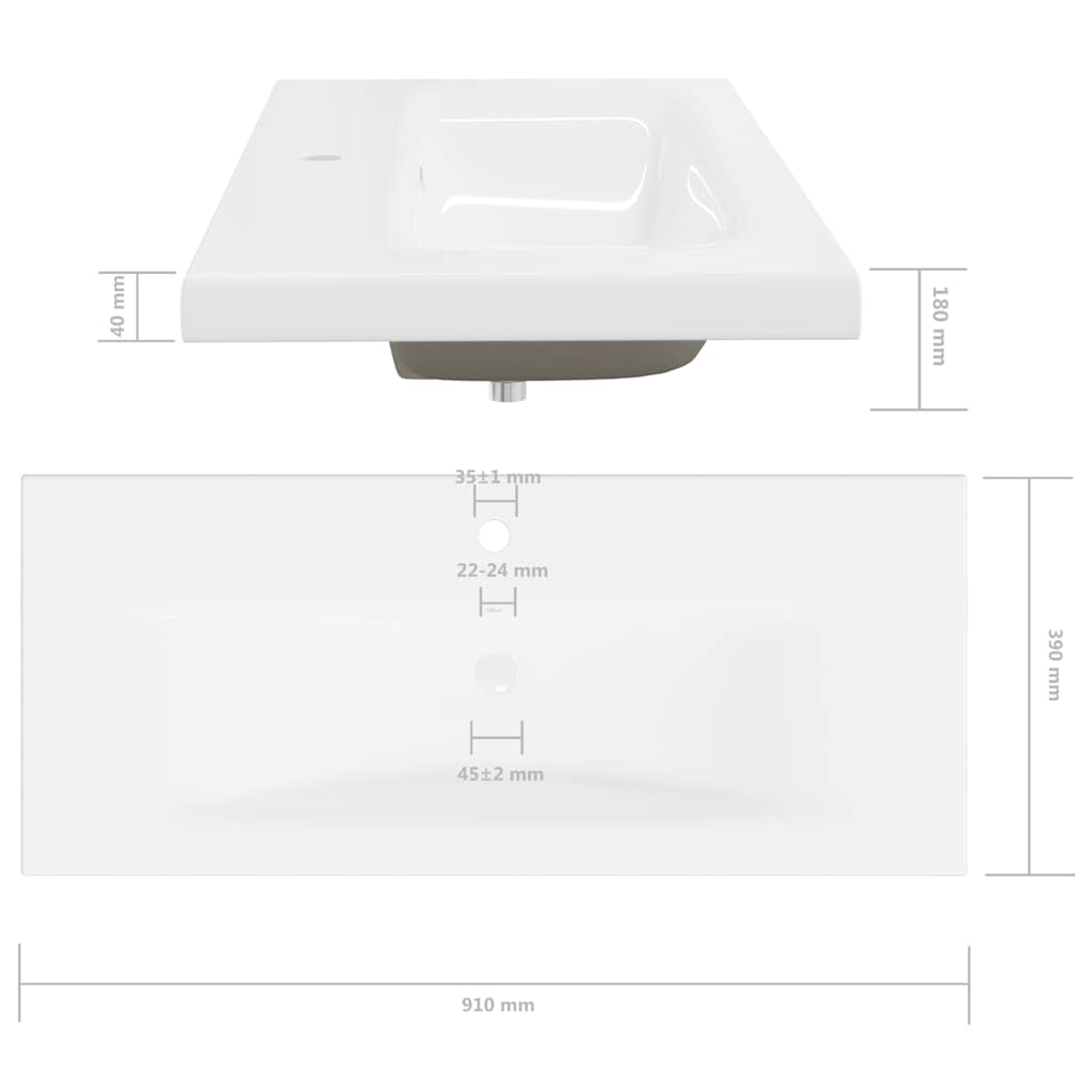 Lavabo empotrado con grifo cerámica blanco 101x39x18 cm