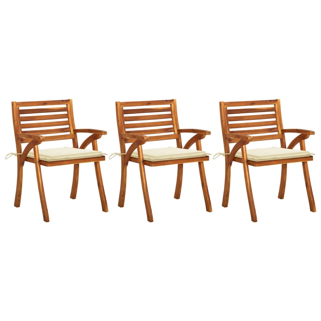 Cadeiras de jantar de jardim com almofadões 3 unid. madeira de acácia