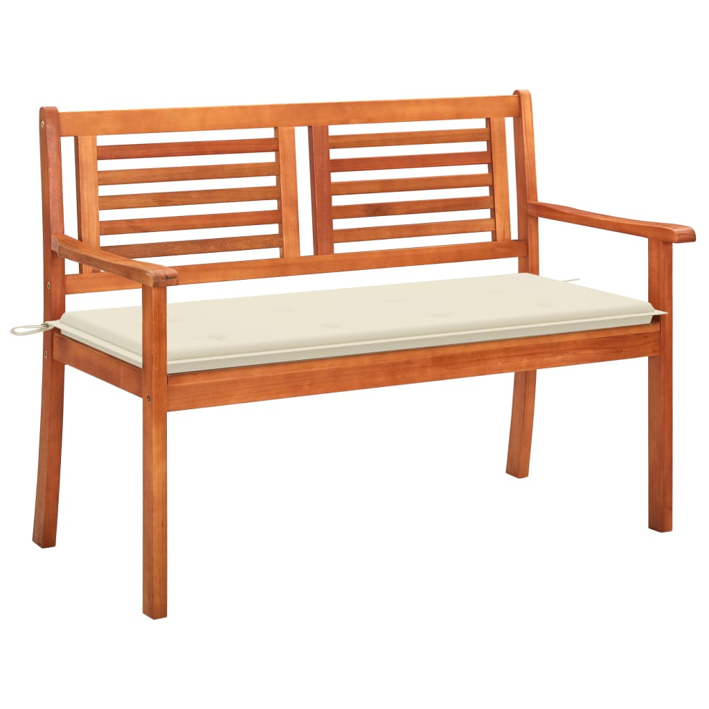 2-seater eucalyptus wood garden bench, grey, with 120 cm cushion