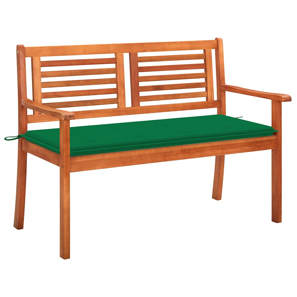 2-seater eucalyptus wood garden bench, grey, with 120 cm cushion