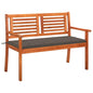 Banco de jardín 2 plazas madera eucalipto gris y cojín 120 cm