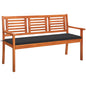 Banco de jardín 2 plazas madera eucalipto gris y cojín 120 cm