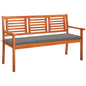 Banco de jardín 2 plazas madera eucalipto gris y cojín 120 cm