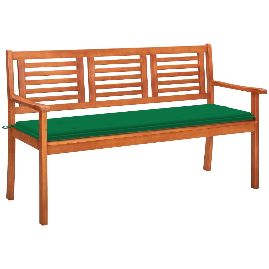 2-seater eucalyptus wood garden bench, grey, with 120 cm cushion