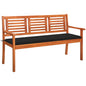 Banco de jardín 2 plazas madera eucalipto gris y cojín 120 cm