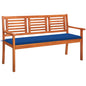 Banco de jardín 2 plazas madera eucalipto gris y cojín 120 cm