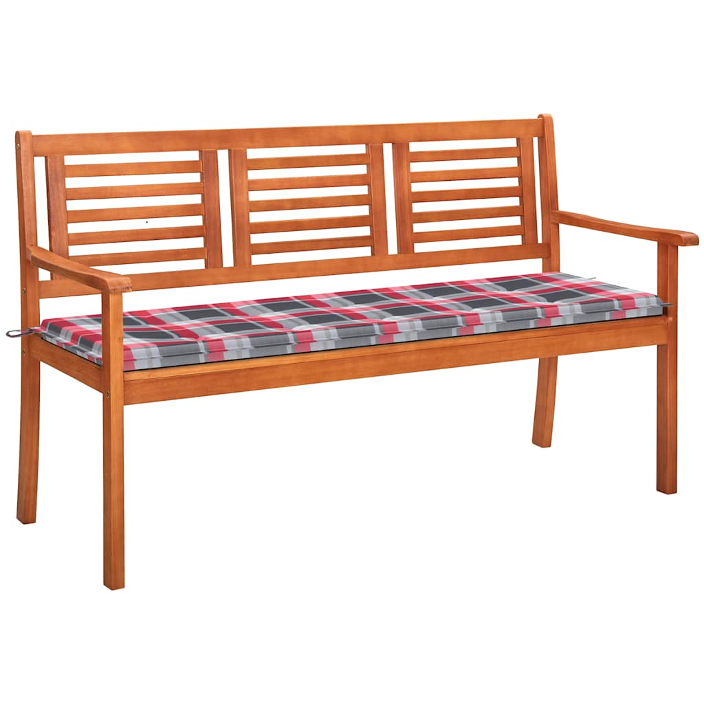 2-seater eucalyptus wood garden bench, grey, with 120 cm cushion