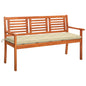 Banco de jardín 2 plazas madera eucalipto gris y cojín 120 cm