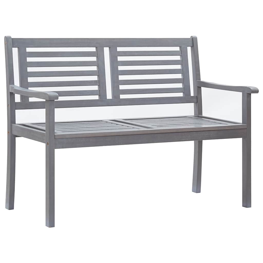 2-seater eucalyptus wood garden bench, grey, with 120 cm cushion