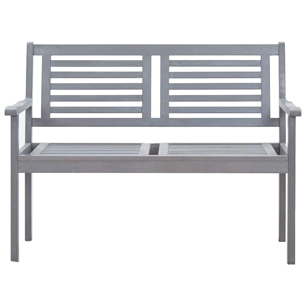 2-seater eucalyptus wood garden bench, grey, with 120 cm cushion