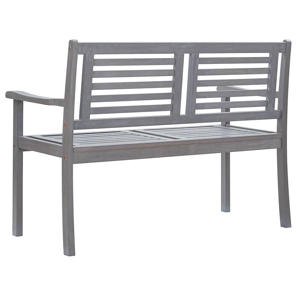2-seater eucalyptus wood garden bench, grey, with 120 cm cushion