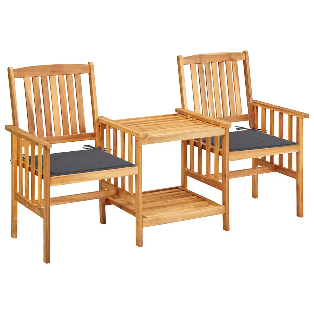 Sillas y mesa de té de jardín con cojines madera maciza acacia