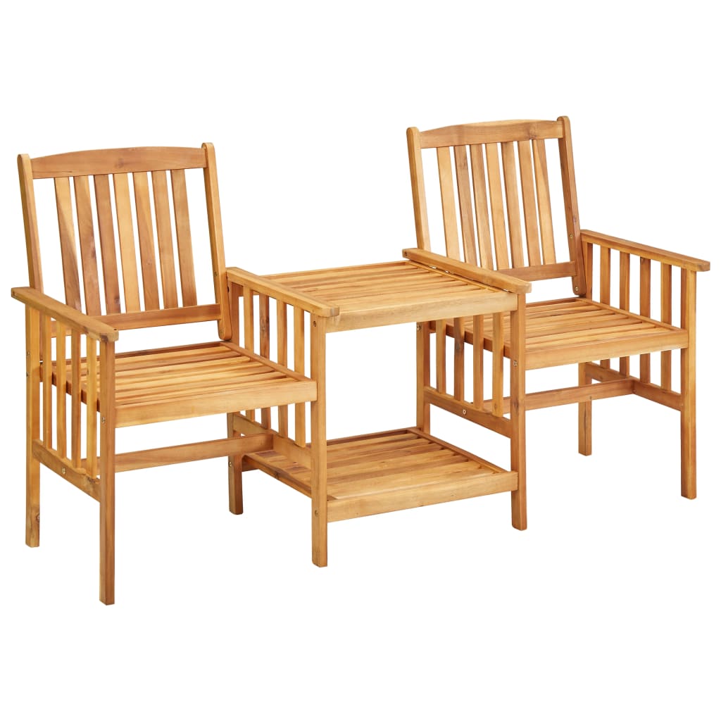 Sillas y mesa de té de jardín con cojines madera maciza acacia