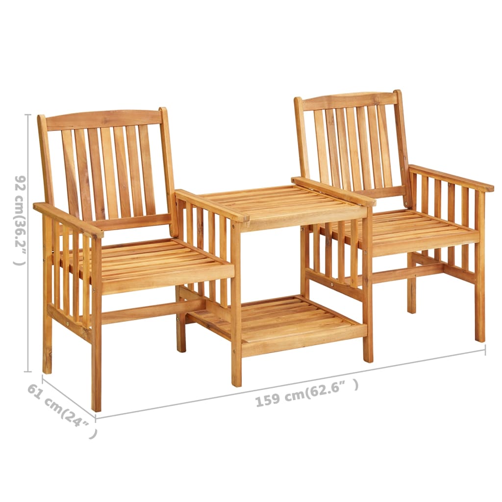 Sillas y mesa de té de jardín con cojines madera maciza acacia