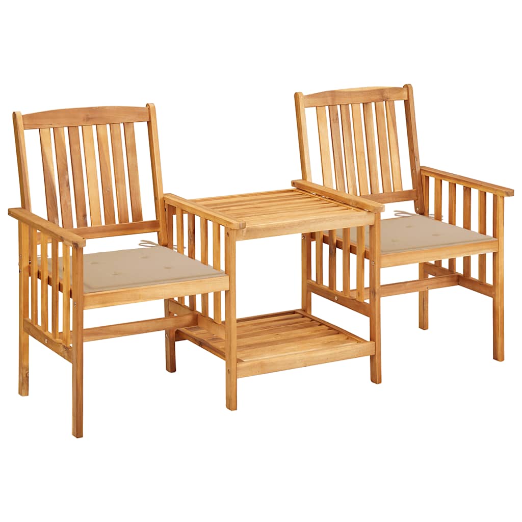 Sillas y mesa de té de jardín con cojines madera maciza acacia