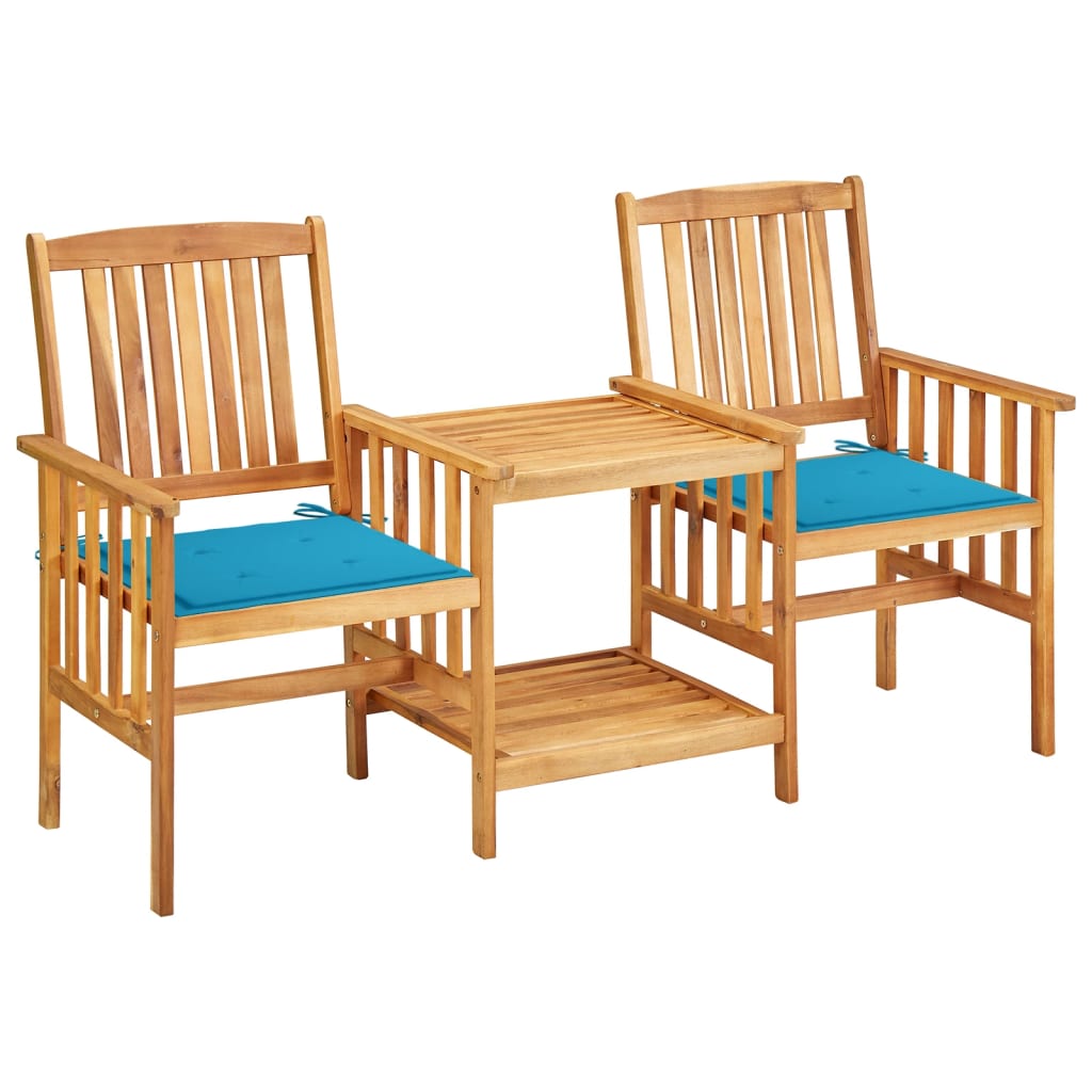 Sillas y mesa de té de jardín con cojines madera maciza acacia